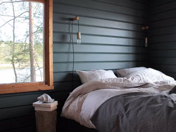 Painted green bedroom wall