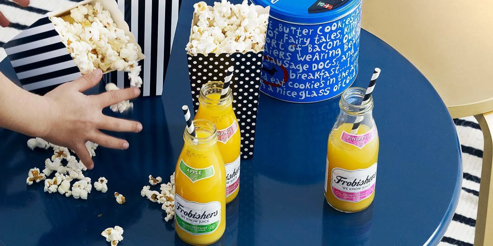 Painted table surface in kids room